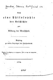 Front cover of Auch eine Philosophie der Geschichte zur Bildung der Menschheit by Johann Gottfried Herder