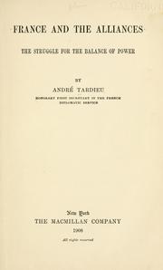 Front cover of France and the alliances by André Tardieu