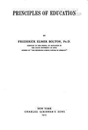 Front cover of Principles of education by Frederick Elmer Bolton