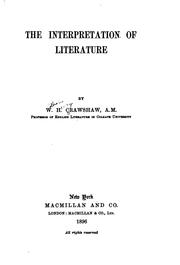 Front cover of The interpretation of literature by Crawshaw, William Henry