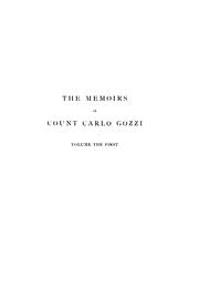 Cover of The memoirs of Count Carlo Gozzi by Carlo Gozzi