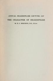 Front cover of The character of Shakespeare by H. C. Beeching