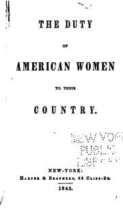 Front cover of The duty of American women to their country by Catharine Esther Beecher
