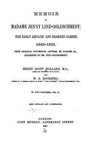 Cover of Memoir of Madame Jenny Lind-Goldschmidt by Henry Scott Holland