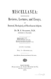 Cover of Miscellanea by M. J. Spalding