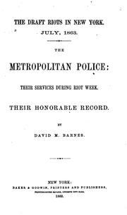 Front cover of The draft riots in New York. July, 1863 by David M. Barnes