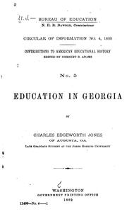 Front cover of Education in Georgia by Charles Edgeworth Jones