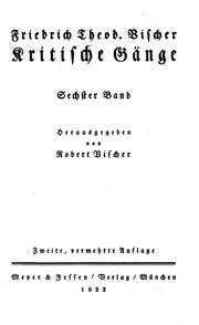 Front cover of Kritische Gänge by Friedrich Theodor Vischer