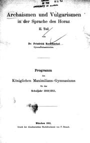 Front cover of Archaismen und Vulgarismen in der Sprache des Horaz by Friedrich Ruckdeschel
