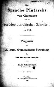 Front cover of Die Sprache Plutarchs von Chaeronea und die pseudoplutarchischen Schriften by Burkard Weissenberger
