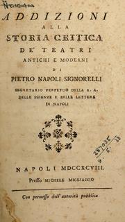 Cover of Addizioni alla Storia critica de' teatri antichi e moderni di Pietro Napoli Signorelli by Pietro Napoli Signorelli