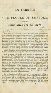 Front cover of An address to the people of Suffolk by William Jagger