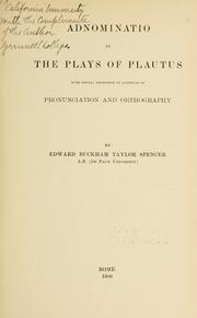 Front cover of Adnominatio in the plays of Plautus by Edward Buckham Taylor Spencer