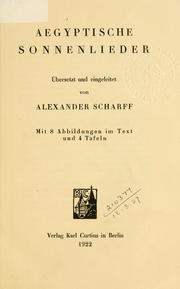 Front cover of Aegyptische Sonnenlieder by Scharff, Alexander