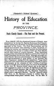 Cover of History of education in the province by George William Ross