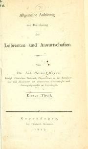 Front cover of Allgemeine Anleitung zur Berechnung der Leibrenten und Anwartschaften by Johann Heinrich Meyer