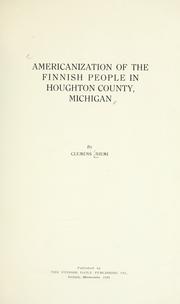 Front cover of Americanization of the Finnish people in Houghton County, Michigan by Clemens Niemi