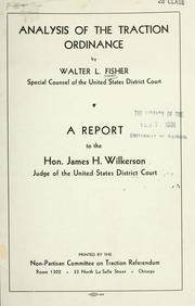 Front cover of Analysis of the traction ordinance by Fisher, Walter Lowrie