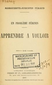 Front cover of Apprendre à vouloir by Marguerite-Augustin Féraud