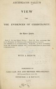Front cover of Archdeacon Paley's View of the evidences of Christianity .. by William Paley