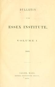 Front cover of Bulletin of the Essex Institute by Essex Institute.
