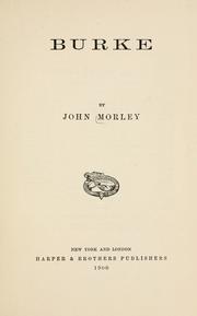 Cover of Burke by John Morley, 1st Viscount Morley of Blackburn
