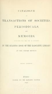Front cover of Catalogue of transactions of societies, periodicals, and memoirs by Radcliffe Library (University of Oxford)