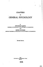 Cover of Chapters in general psychology by Stevenson Smith