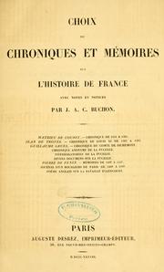 Cover of Choix de chroniques et mémoires sur l'histoire de France by J. A. C. Buchon