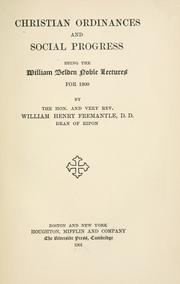 Front cover of Christian ordinances and social progress by William Henry Fremantie