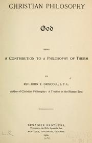 Front cover of Christian Philosophy, God by Driscoll, John T. (John Thomas), 1866-