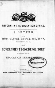 Front cover of Reform in the Education Office by G. Mercer Adam