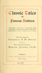 Front cover of Classic tales by famous authors by Frederick B. De Berard