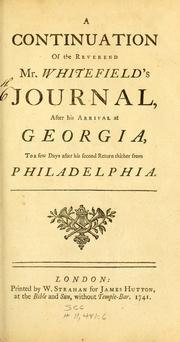 Cover of A continuation of the Reverend Mr. Whitefield's journal by George Whitefield