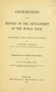 Front cover of Contributions to the history of the development of the human race by Lazarus Geiger