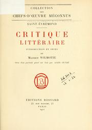 Cover of Critique littéraire by Saint-Évremond