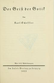 Cover of Der Geist der Gotik by Karl Scheffler