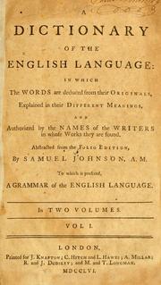 Front cover of A dictionary of the English language by Samuel Johnson