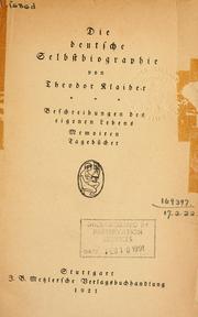 Cover of Die deutsche Selbstbiographie by Theodor Klaiber