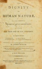 Front cover of The dignity of human nature by James Burgh