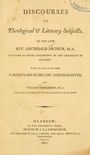 Front cover of Discourses on theological and literary subjects by Archibald Arthur