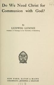 Front cover of Do we need Christ for communion with God? by Ludwig Lemme