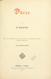 Cover of Dürer by H. Knackfuss
