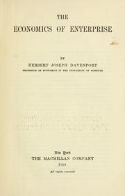 Cover of The economics of enterprise by Herbert Joseph Davenport