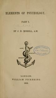 Front cover of Elements of Psychology by John Daniel Morell