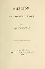 Front cover of Emerson, and other essays by Chapman, John Jay