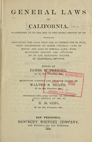 Front cover of General laws of California, as amended up to the end of the extra session of 1906 by California.
