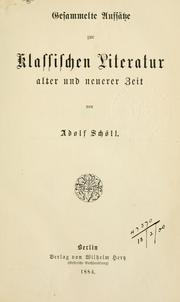 Front cover of Gesammelte Aufsätze zur klassischen Literatur alter und neuerer Zeit by Adolf Schöll