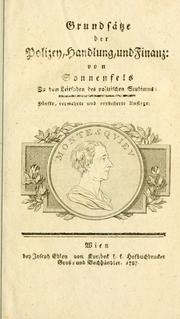 Cover of Grundsätze der Polizei, Handlung, und Finanz by Joseph von Sonnenfels