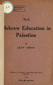 Cover of Hebrew education in Palestine by Leon Simon